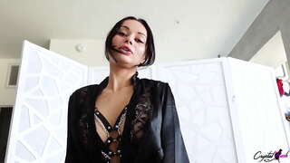 Sexy Donkerkop Deepthroat, Groot Tiete, Passievol Poesie Naai totdat Kom in die Mond